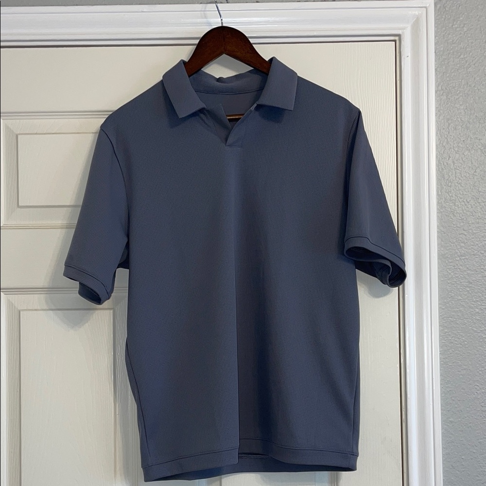 Lululemon Men Medium Textured Mesh Short-Sleeve Polo Shirt